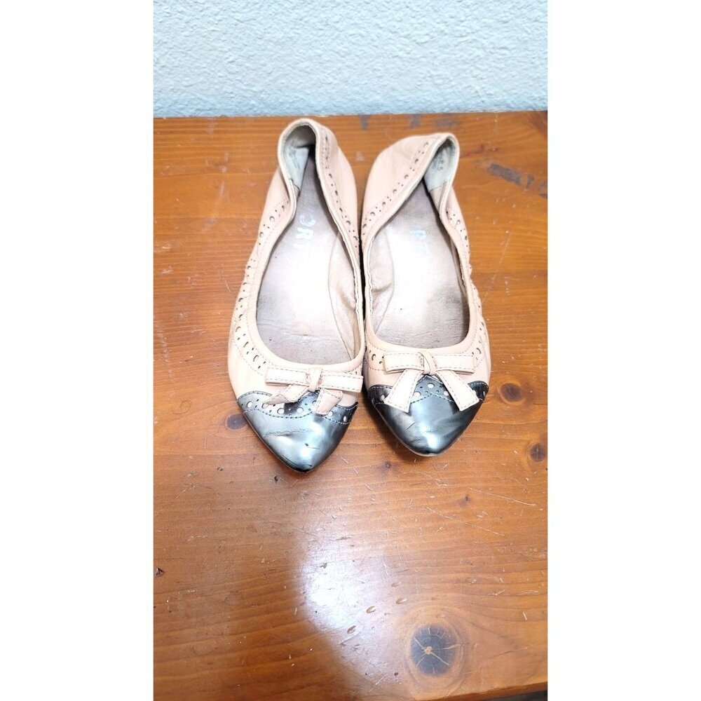 Report Milford Ballet Flats Women's 8.5 Peach Nude Silver Metallic Pointed Toe